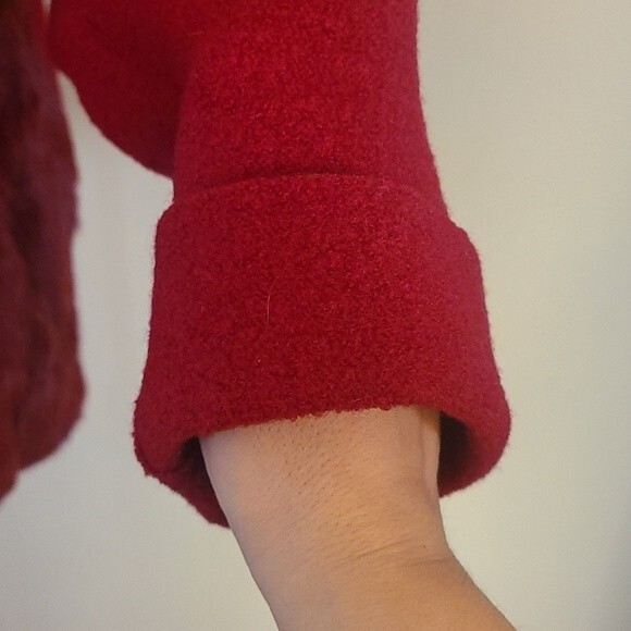 Hilary Radley Red Wool Mix Zip Up Hooded Coat Size L - Picture 6 of 15